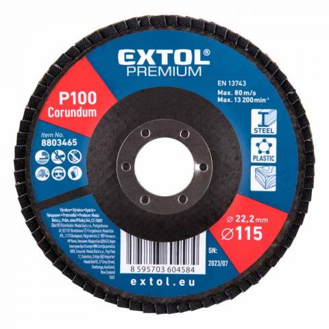 Extol Premium lamellás csiszoló 115×22 mm kúpos P100