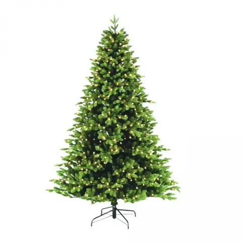 Műfenyő 3D+2D levelű, melegfehér LED világítással 150 cm