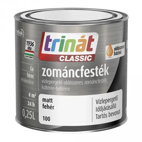 Trinát Classic zománcfesték matt fehér-100 (L-bázis) 0,25 l