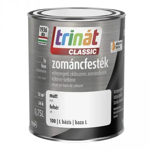 Trinát Classic zománcfesték matt fehér-100 (L-bázis) 0,75 l