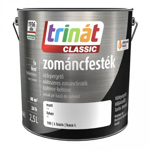 Trinát Classic zománcfesték matt fehér-100 (L-bázis) 2,5 l