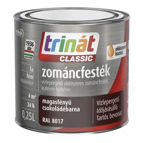 Trinát Classic zománcfesték magasfényű RAL8017 csokoládébarna 0,25 l