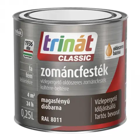 Trinát Classic zománcfesték magasfényű RAL8011 dióbarna 0,25 l