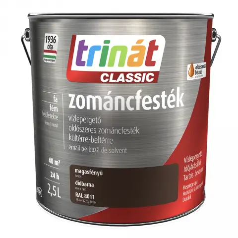 Trinát Classic zománcfesték magasfényű RAL8011 dióbarna 2,5 l
