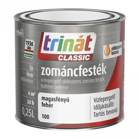 Trinát Classic zománcfesték magasfényű fehér-100 (L-bázis) 0,25 l