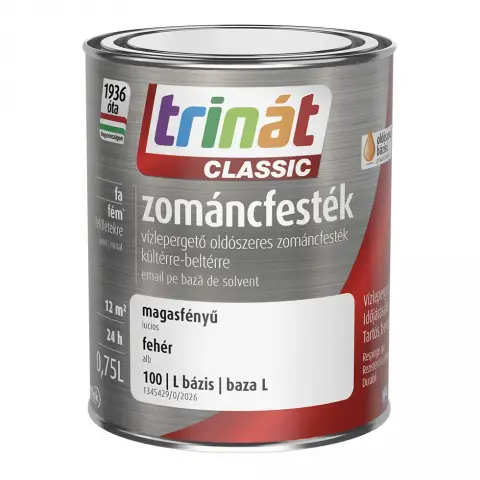 Trinát Classic zománcfesték magasfényű fehér-100 (L-bázis) 0,75 l