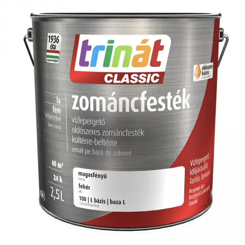 Trinát Classic zománcfesték magasfényű fehér-100 (L-bázis) 2,5 l