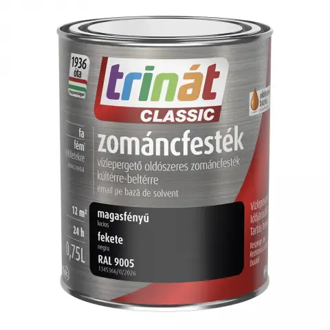 Trinát Classic zománcfesték magasfényű RAL9005 fekete 0,75 l
