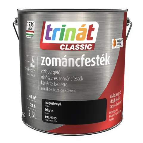 Trinát Classic zománcfesték magasfényű RAL9005 fekete 2,5 l
