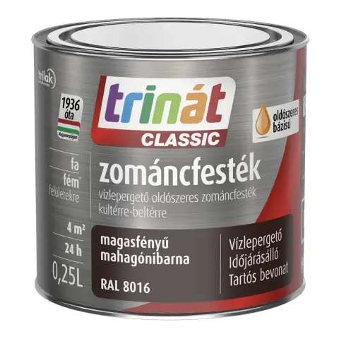 Trinát Classic zománcfesték magasfényű RAL8016 mahagónibarna 0,25 l