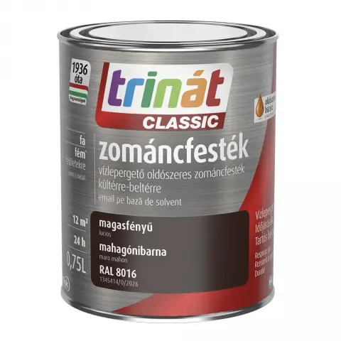 Trinát Classic zománcfesték magasfényű RAL8016 mahagónibarna 0,75 l