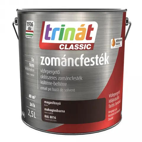 Trinát Classic zománcfesték magasfényű RAL8016 mahagónibarna 2,5 l