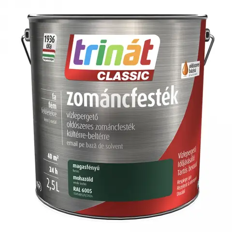 Trinát Classic zománcfesték magasfényű RAL6005 mohatzöld 2,5 l