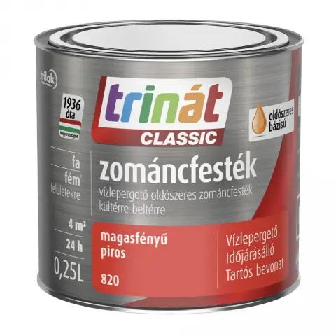 Trinát Classic zománcfesték magasfényű piros-820 0,25 l