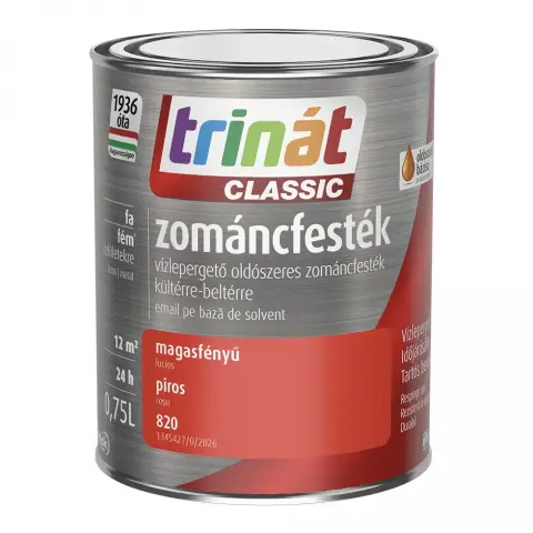 Trinát Classic zománcfesték magasfényű piros-820 0,75 l