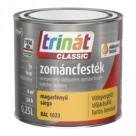 Trinát Classic zománcfesték magasfényű RAL1023 közlekedési sárga 0,25 l