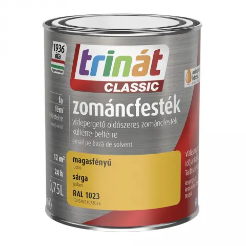 Trinát Classic zománcfesték magasfényű RAL1023 közlekedési sárga 0,75 l