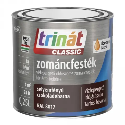 Trinát Classic zománcfesték selyemfényű RAL8017 csokoládébarna 0,25 l
