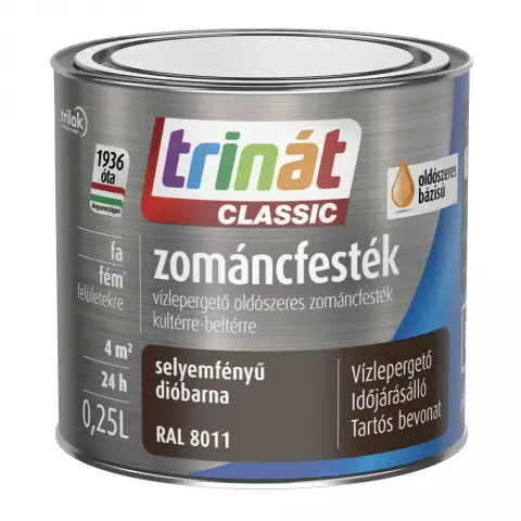 Trinát Classic zománcfesték selyemfényű RAL8011 dióbarna 0,25 l