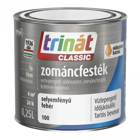 Trinát Classic zománcfesték selyemfényű fehér-100 (L-bázis) 0,25 l