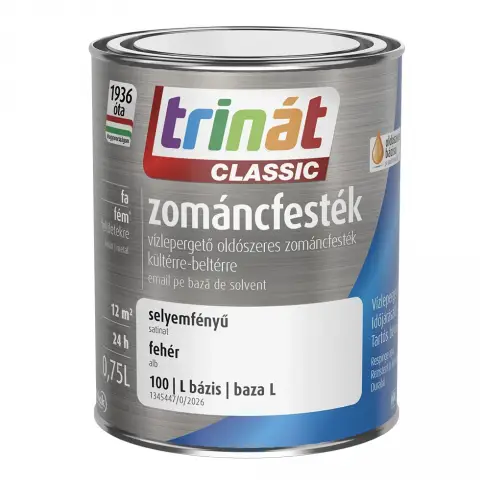Trinát Classic zománcfesték selyemfényű fehér-100 (L-bázis) 0,75 l
