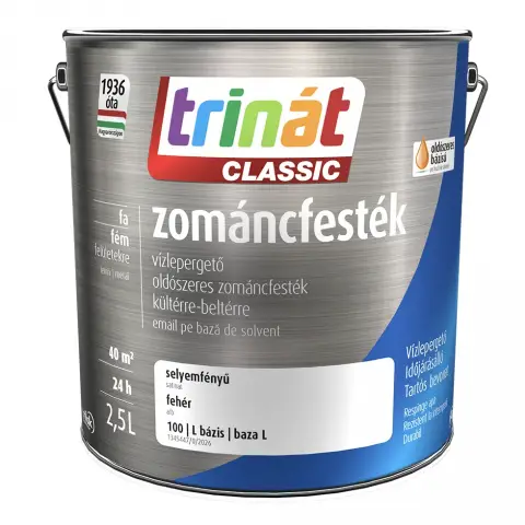 Trinát Classic zománcfesték selyemfényű fehér-100 (L-bázis) 2,5 l