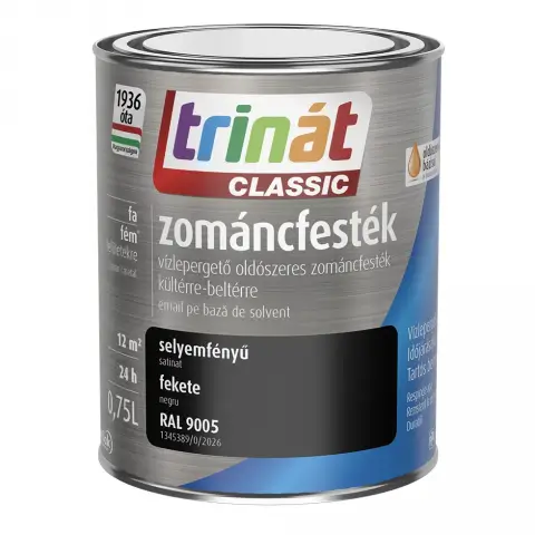 Trinát Classic zománcfesték selyemfényű RAL9005 fekete 0,75 l