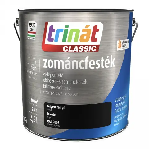 Trinát Classic zománcfesték selyemfényű RAL9005 fekete 2,5 l