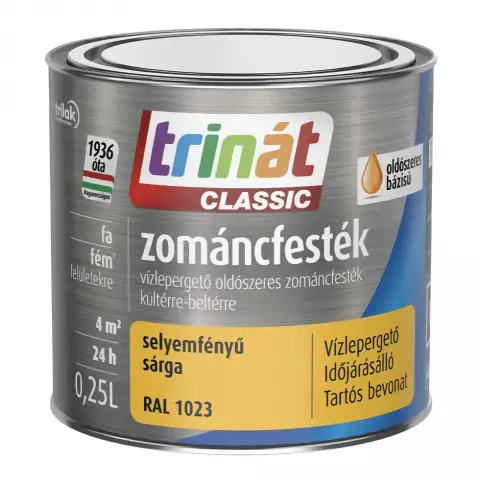 Trinát Classic zománcfesték selyemfényű RAL1023 közlekedési sárga 0,25 l