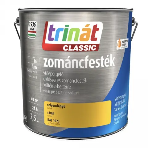 Trinát Classic zománcfesték selyemfényű RAL1023 közlekedési sárga 2,5 l