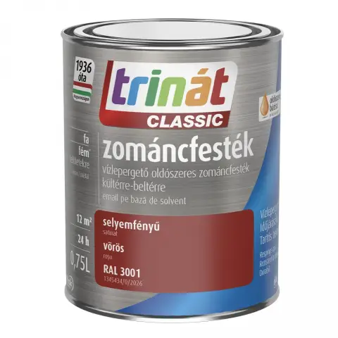 Trinát Classic zománcfesték selyemfényű RAL3001 szignálvörös 0,75 l