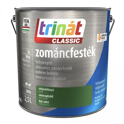Trinát Classic zománcfesték selyemfényű RAL6001 smaragdzöld 2,5 l