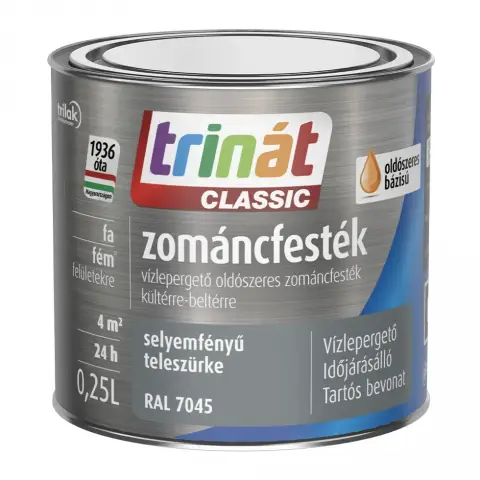 Trinát Classic zománcfesték selyemfényű RAL7045 teleszürke 0,25 l