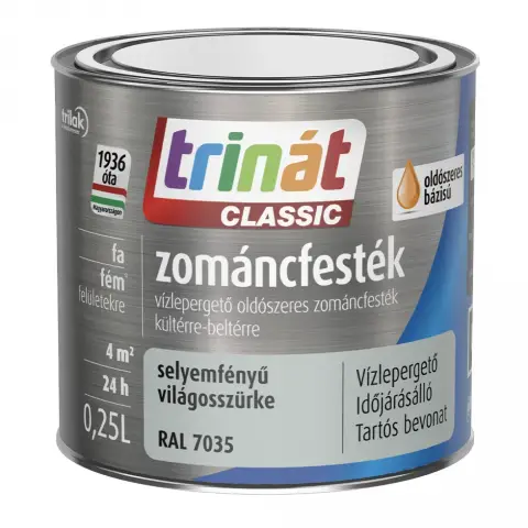 Trinát Classic zománcfesték selyemfényű RAL7035 világosszürke 0,25 l