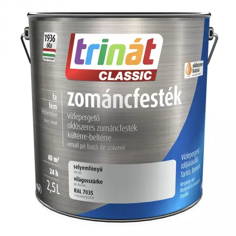 Trinát Classic zománcfesték selyemfényű RAL7035 világosszürke 2,5 l