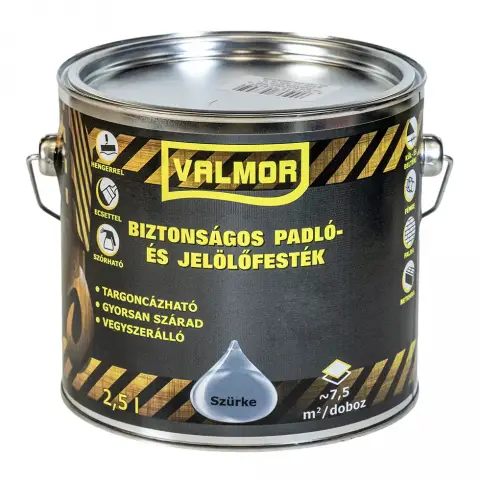 Valmor Biztonságos Padló- és Jelölőfesték szürke 2,5 l