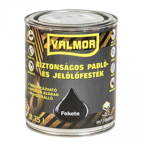 Valmor Biztonságos Padló- és Jelölőfesték fekete 0,75 l