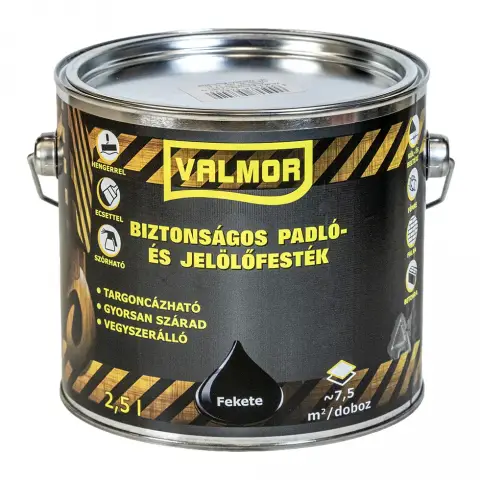 Valmor Biztonságos Padló- és Jelölőfesték fekete 2,5 l